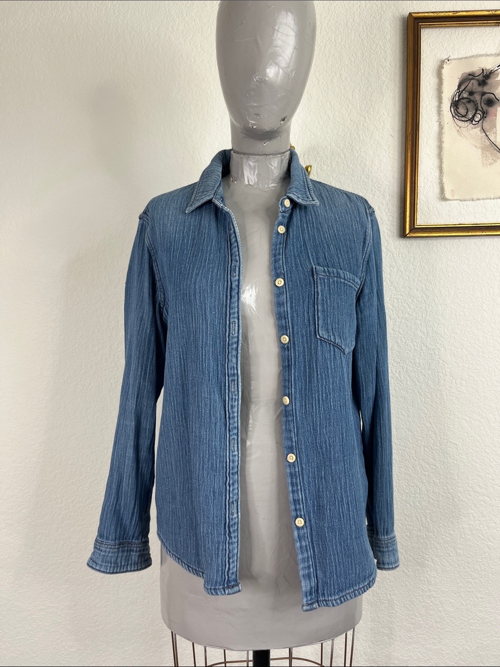 Madewell Denim Homestead Heavy Chambray Shirt Button Down Lined Shacket